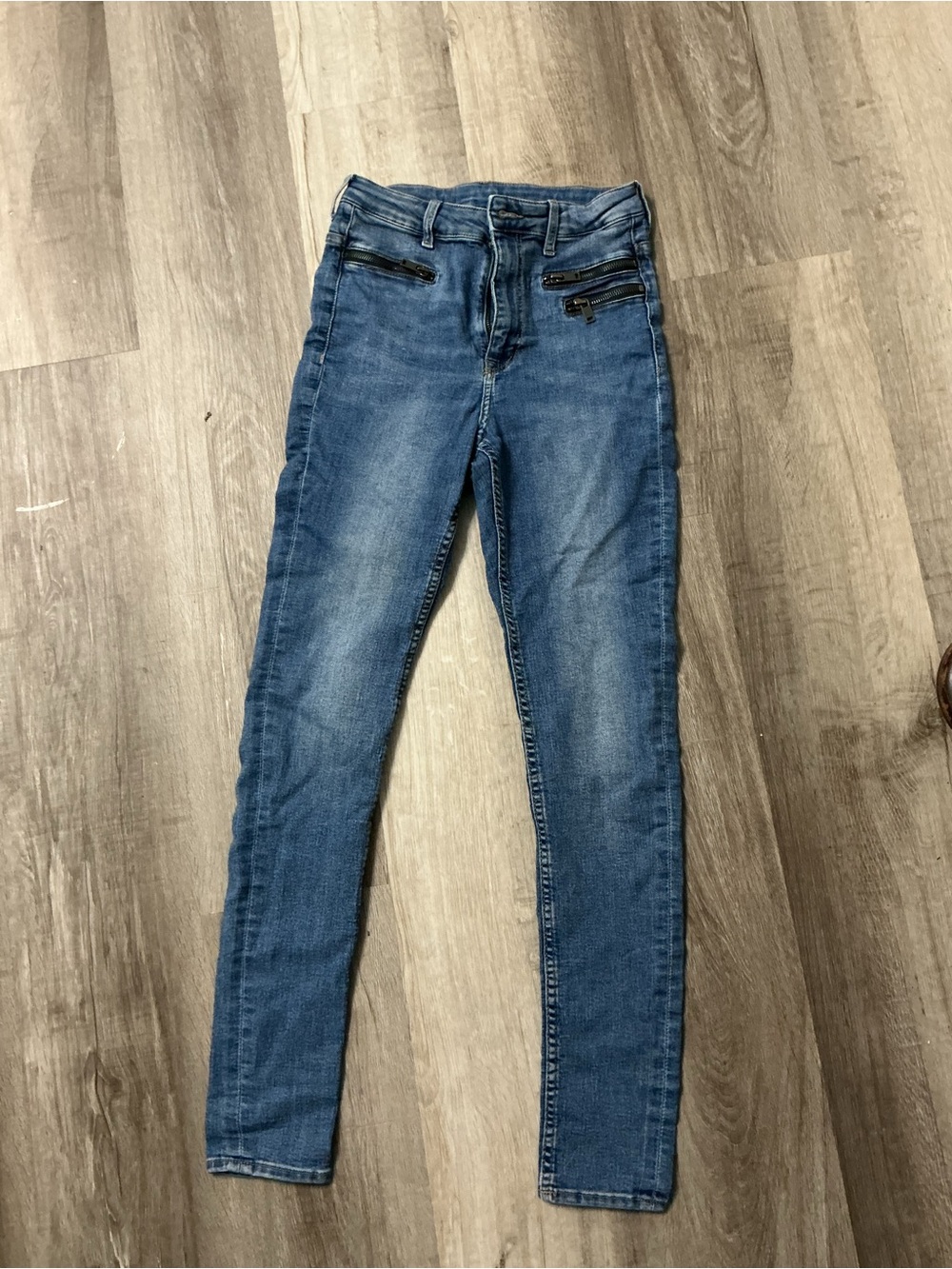 H&M Dark Blue Skinny High-Rise Jeans with Zip Details